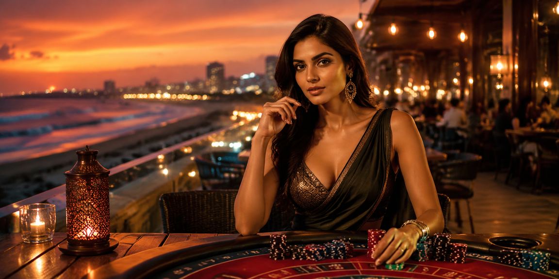 Teen Patti table with chips and cards